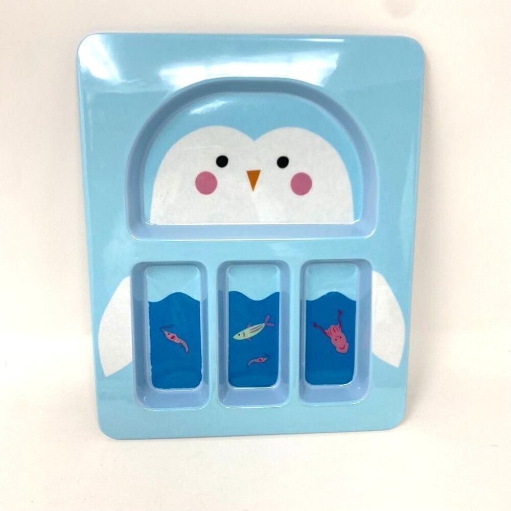 Target Blue Penguin Divided Food Tray Plate 4 Compartments BPA Free